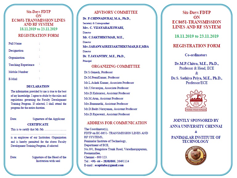 FDTP on Ec8651-transmission Lines and RF System 2019